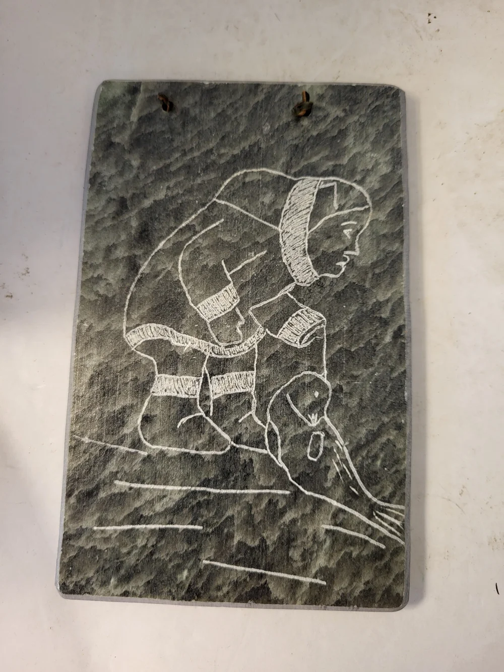1960s DIMU Signed Carved Soapstone Inuit Style Hunter&Seal Dietrich Muckenheim